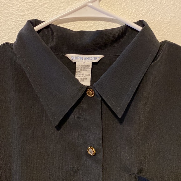 Iridescent Black Button Down With Pretty Gold buttons - Picture 3 of 5